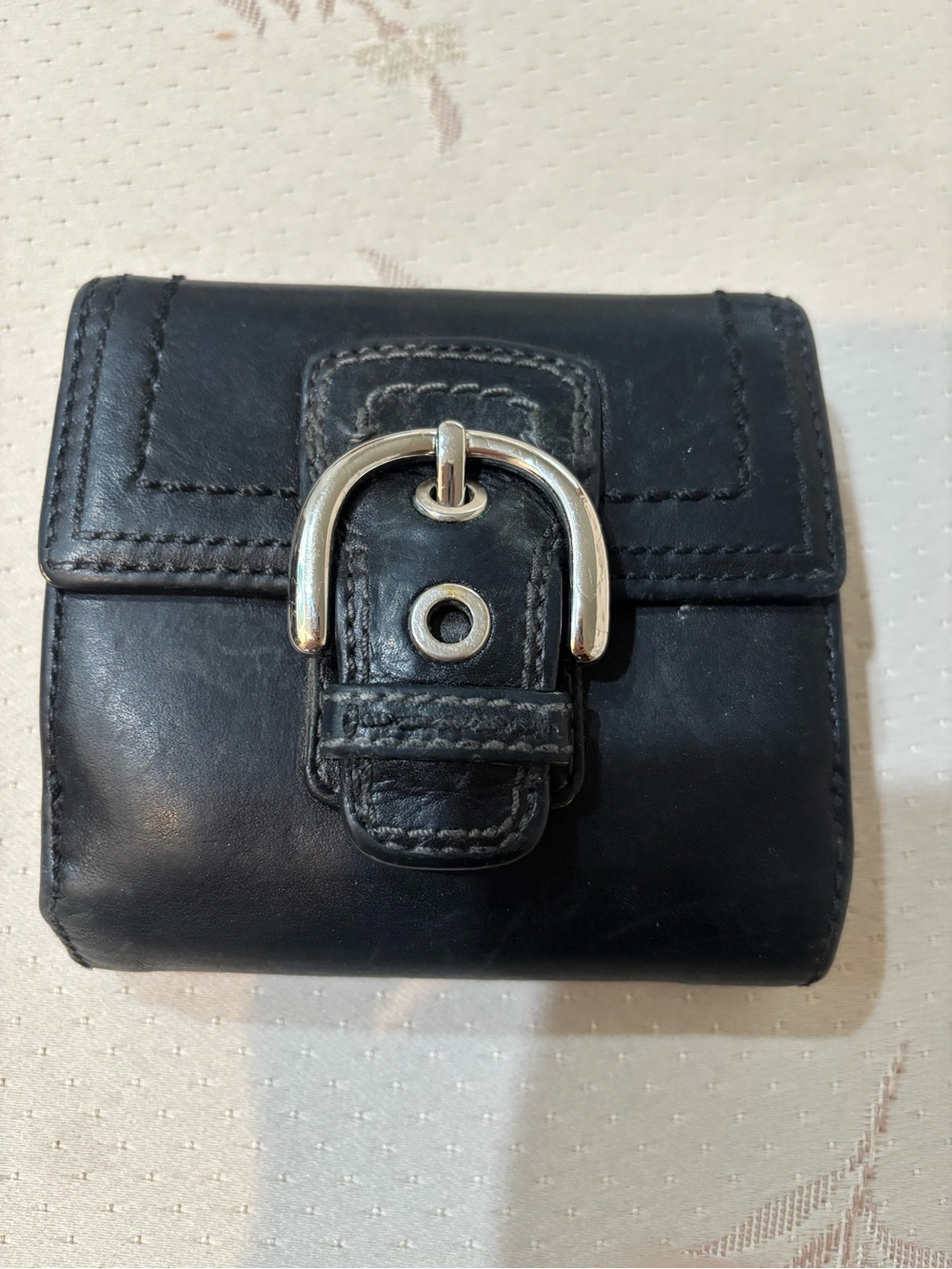 Coach Black Leather Wallet with Silver Buckle Vintage